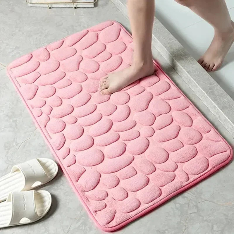 Memory Foam Embossed Velvet Rug – Non-Slip Soft Floor Mat for Bathroom, Living Room & Bedroom