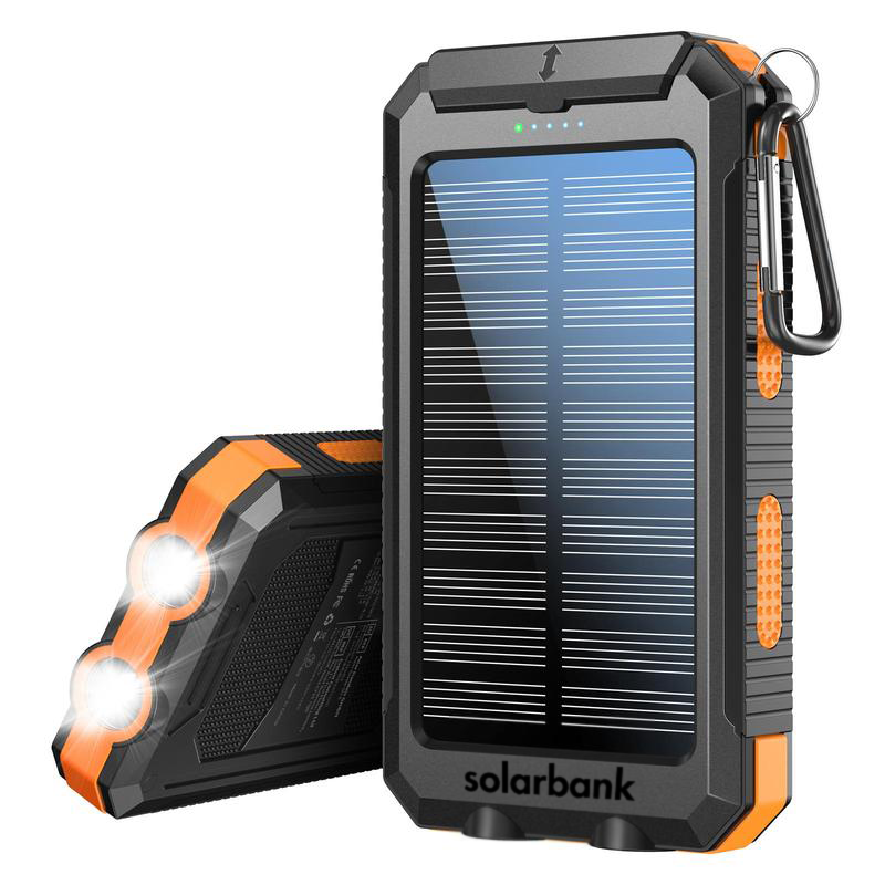 Solar Power Bank, Portable Rechargeable Battery Charger for Camping, Travel & Emergencies