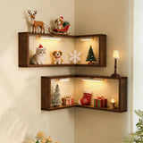 CornerLux™ LED Art Shelf, Modern Corner Display Shelf with Built-In Ambient Lighting