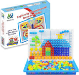 Creative Mushroom Pegboard Mosaic Toy, 3D Jigsaw Puzzle Building Blocks for Kids
