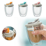Double Wall Glass Mug with Lid, Insulated Clear Coffee Cup for Tea, Latte & Hot Drinks