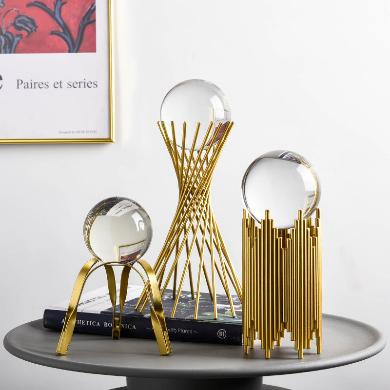 Modern Crystal Ball Decorative Ornament – Elegant Glass Sphere Home & Office Desk Decor