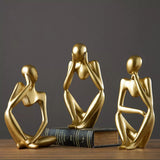 Perla Thinking Man Sculpture Set – Modern Abstract Resin Figurines for Home & Office Decor