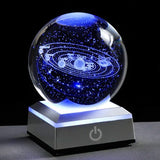 Solar System Crystal Ball, 3D Engraved Planet Globe for Desk Décor, Gifts & Space Lovers
